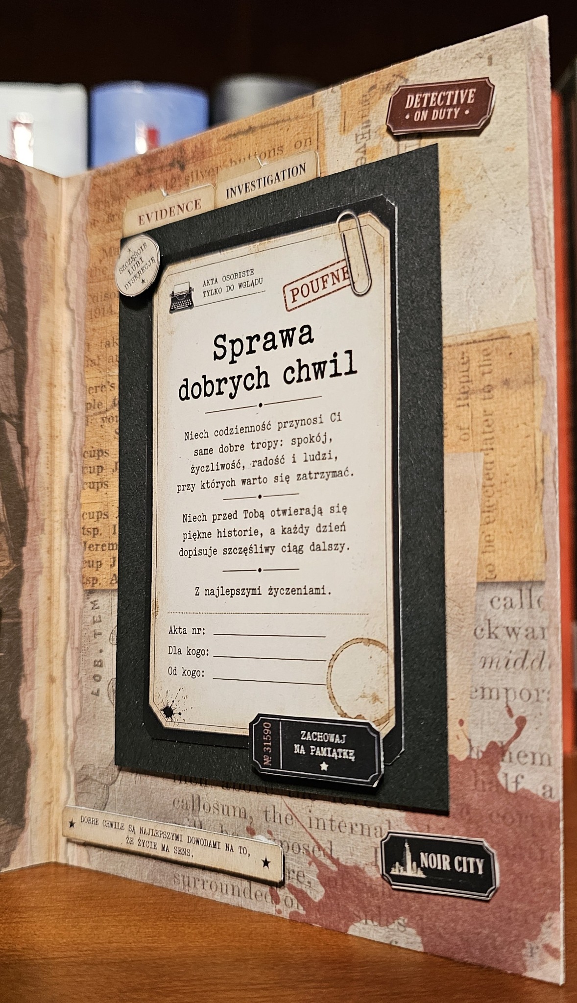 Życzenia Sprawa dobrych chwil we wnętrzu kartki Nocny raport